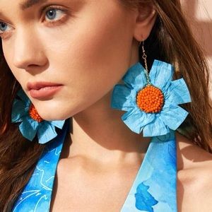 New Gorgeous Big Blue Flower Earrings!